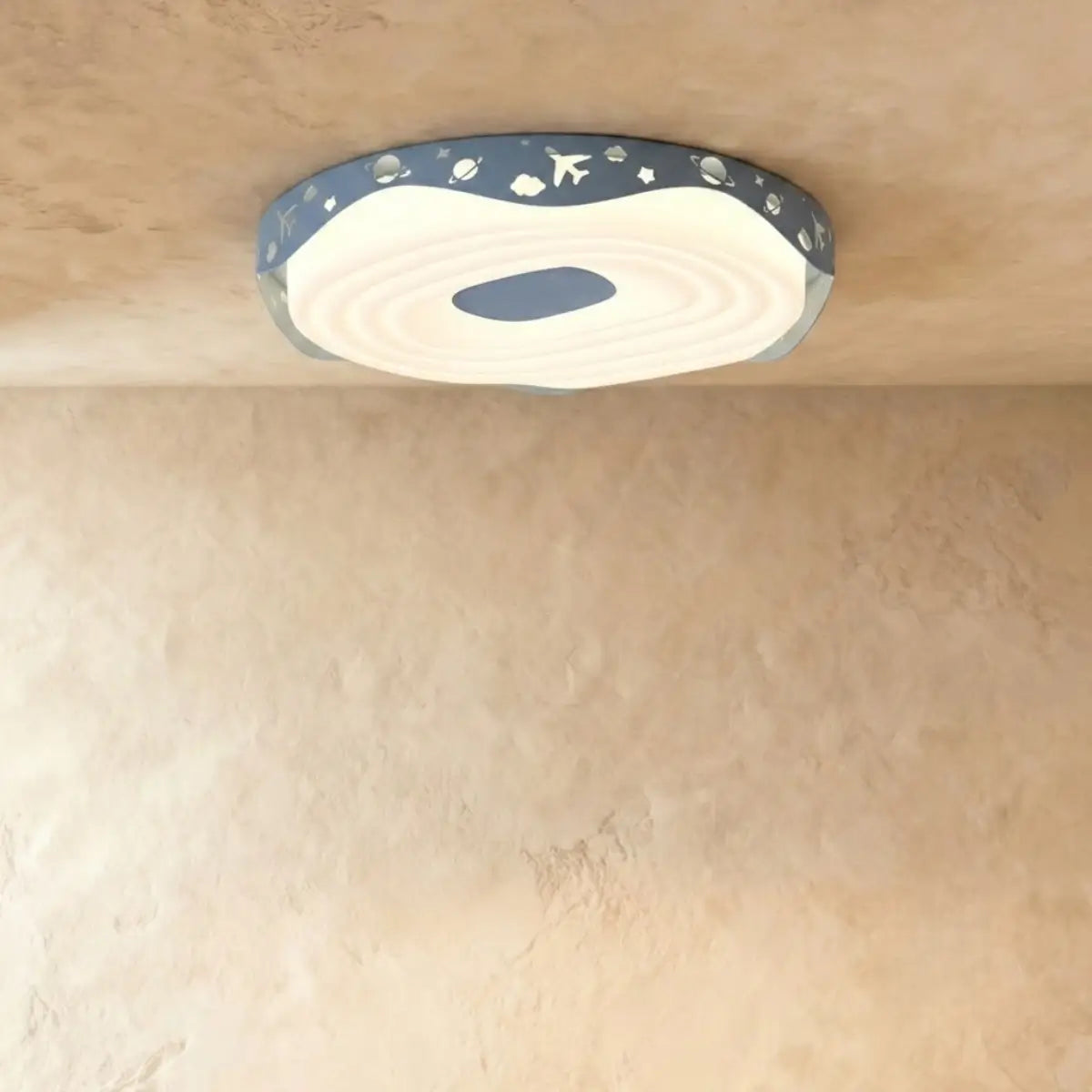 Morandia Blue Modern Round Ceiling Light -- Iron & PE Flush Mount for Bedroom