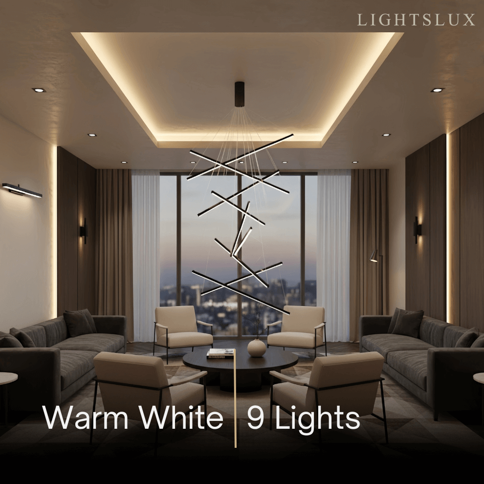Sculptural Modern Chandelier – Aluminum & Silica Gel LED Halo Light for Living Room