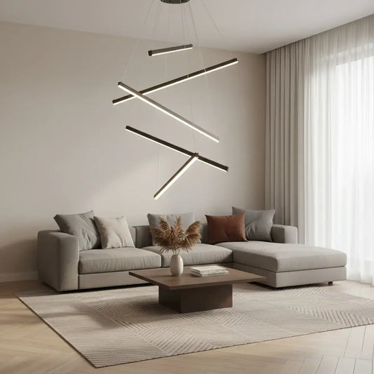 Sculptural Modern Chandelier – Aluminum & Silica Gel LED Halo Light for Living Room