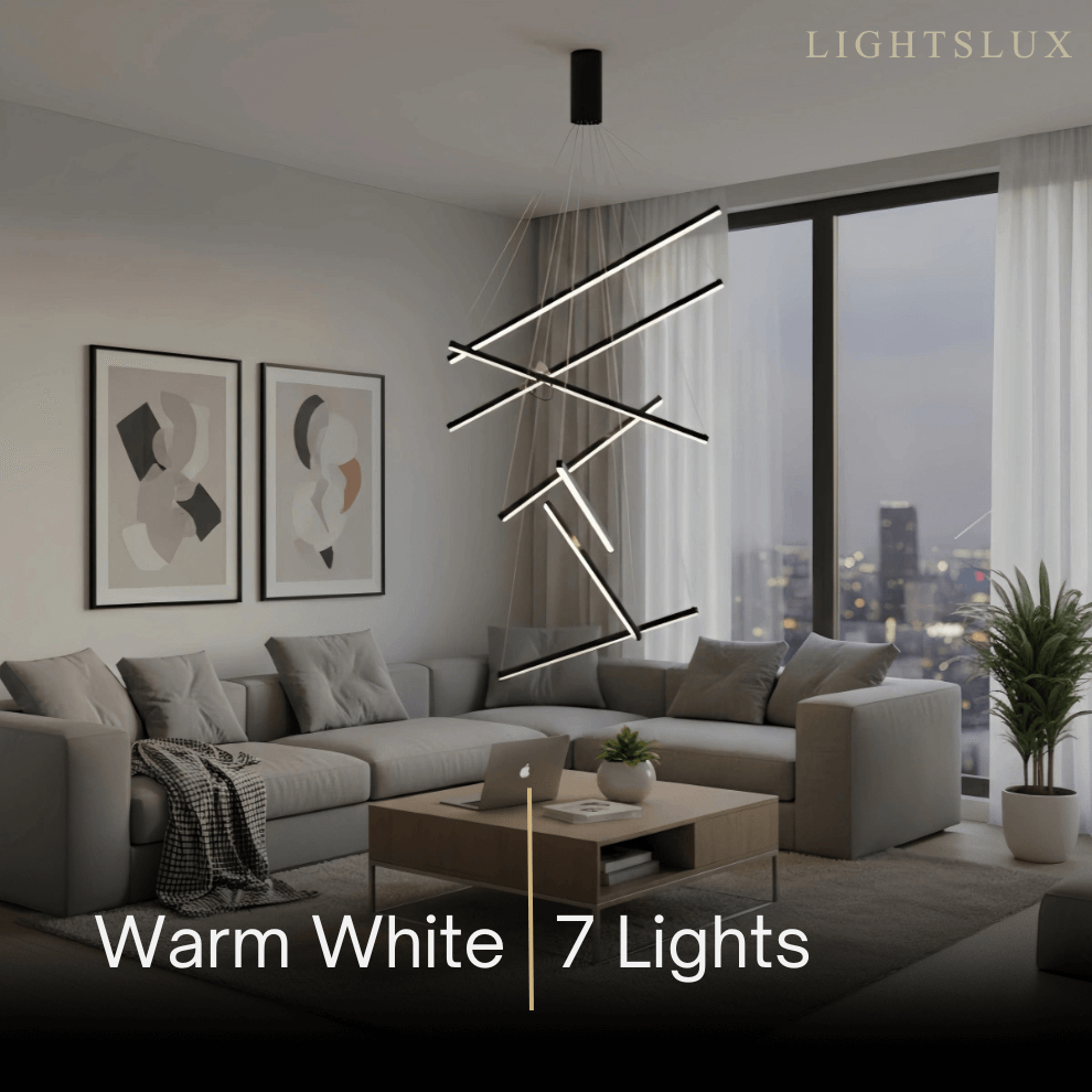 Sculptural Modern Chandelier – Aluminum & Silica Gel LED Halo Light for Living Room