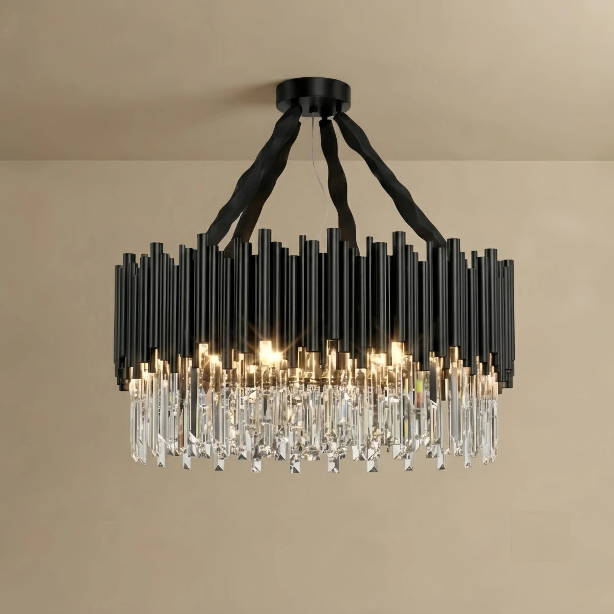 Chandelier – Black Frame Sparkling Focal Point for Dining/Living Room