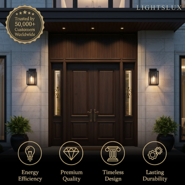 Modern Outdoor Wall Sconce – Black Stainless Steel with Clear Glass for Porch/Patio