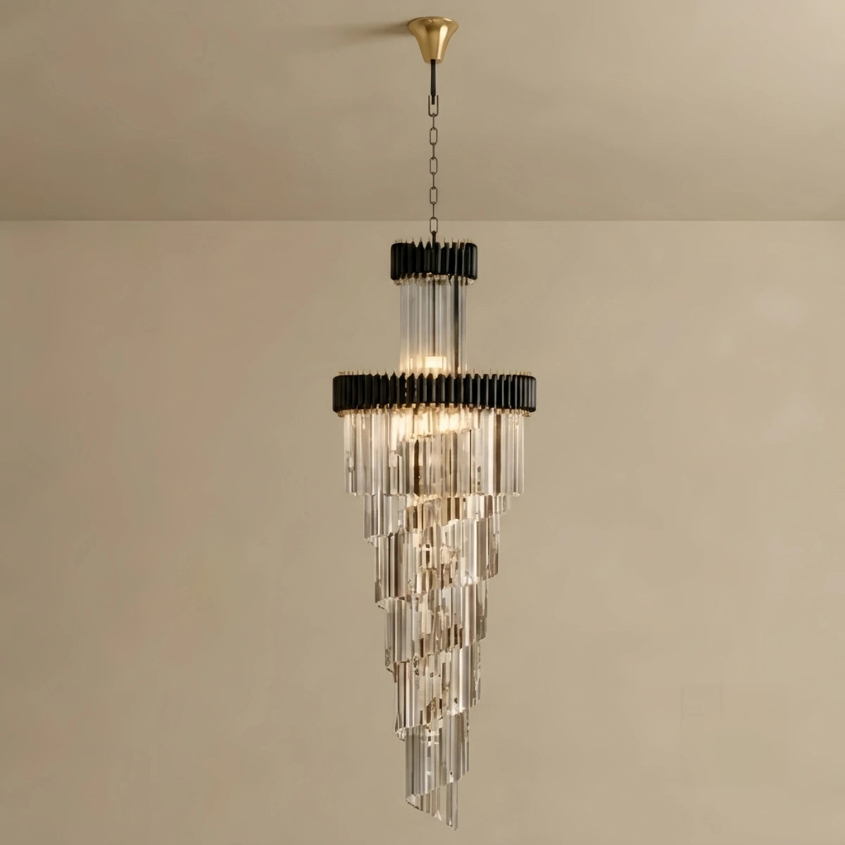 Chandelier – Black Onyx Gold Large Dimmable for Foyer/Grand Hall