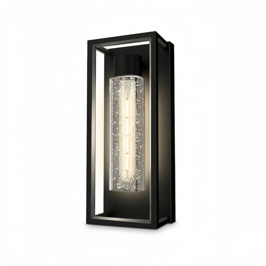 Arcato Modern Outdoor Wall Sconce – Black Stainless/Glass Warm Glow for Patio/Entryway