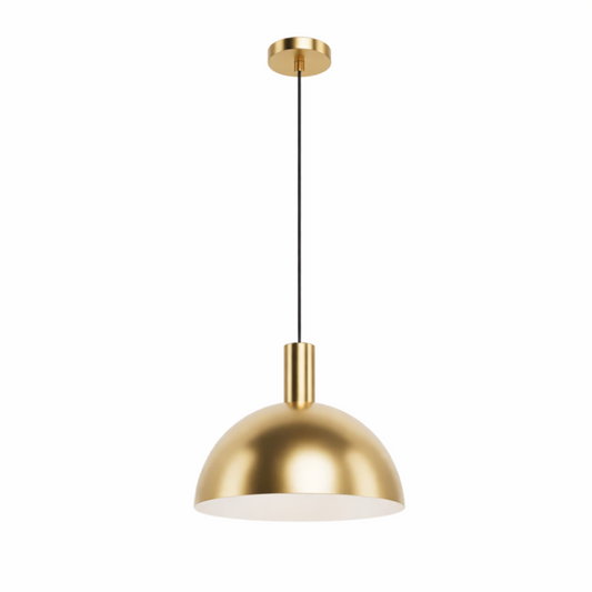 Mid-Century Pendant Light – Solid Brass in Brushed Gold/Black Matte for Dining Room