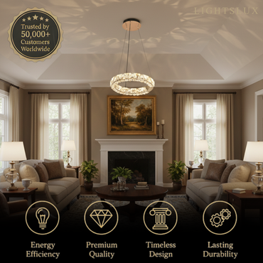 Excelis Rose Gold Crystal Chandelier – Exquisite Crystals with Warm Ambient Glow