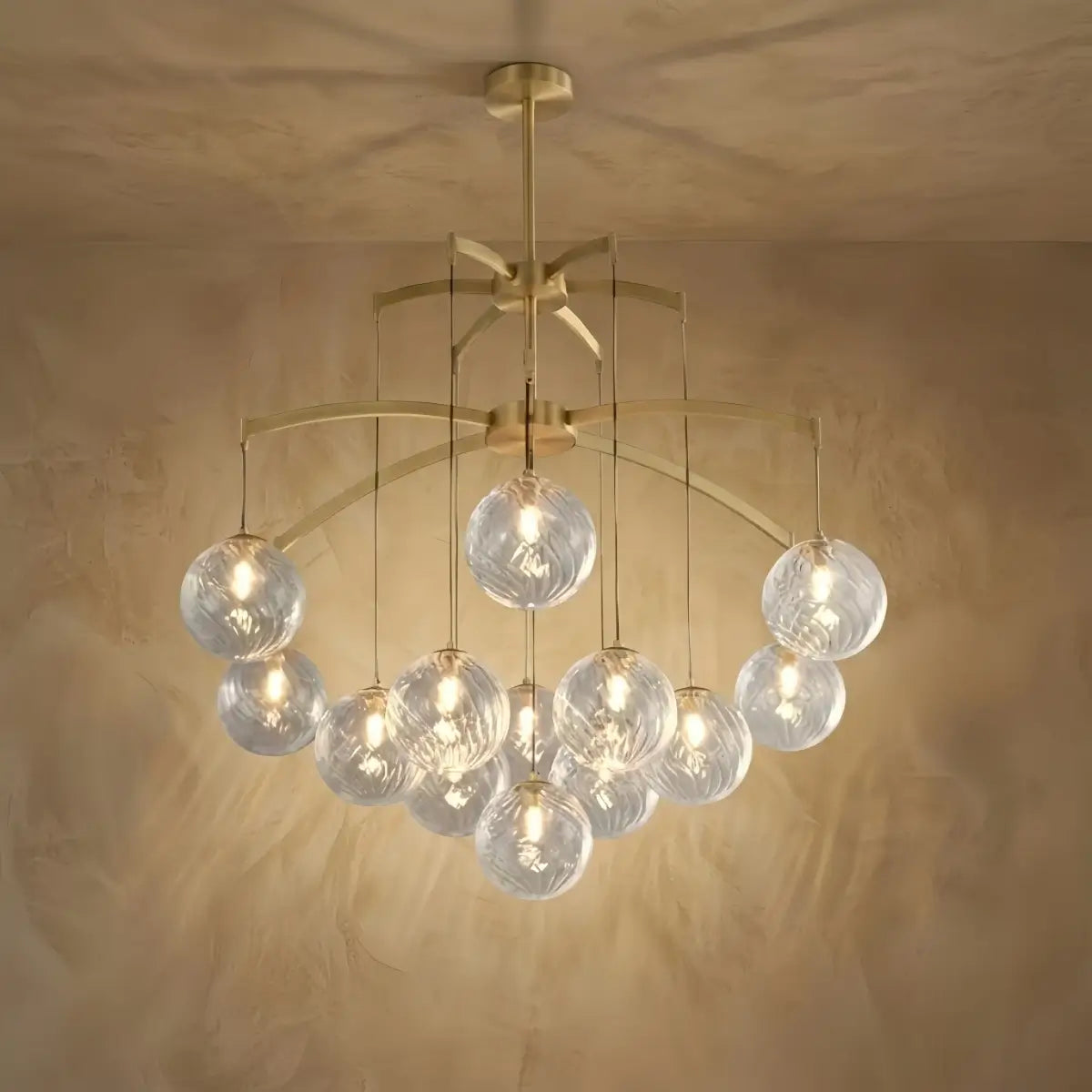 Excelis Royal Globe Chandelier – Solid Brass Brushed Gold Dimmable for Living Room