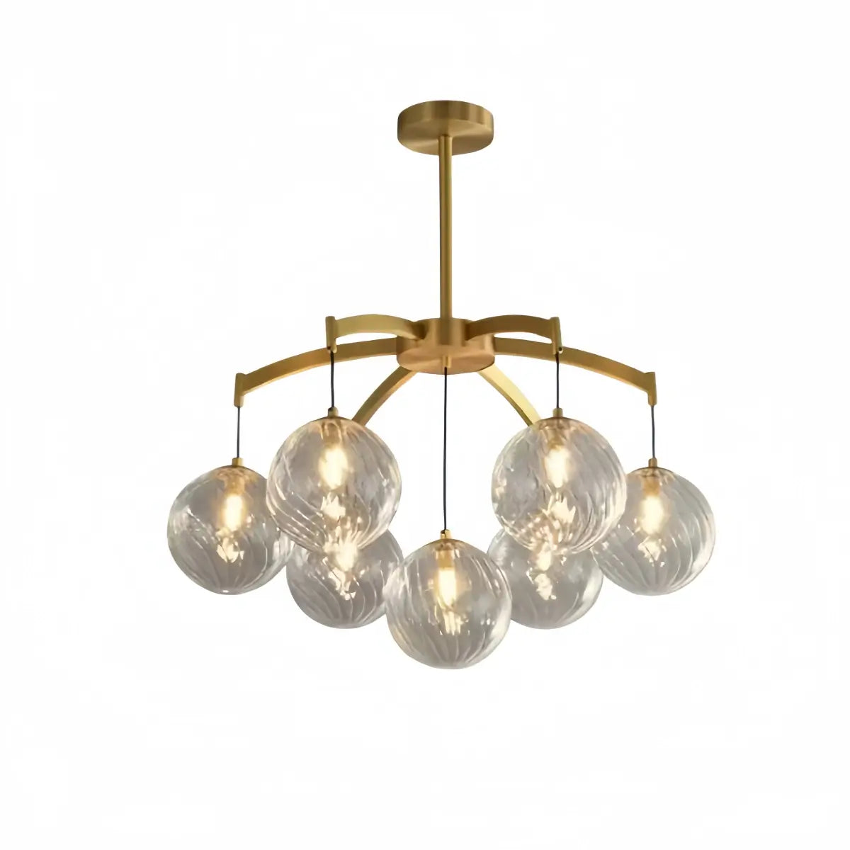 Royal Globe Chandelier – Solid Brass Brushed Gold Dimmable for Living Room