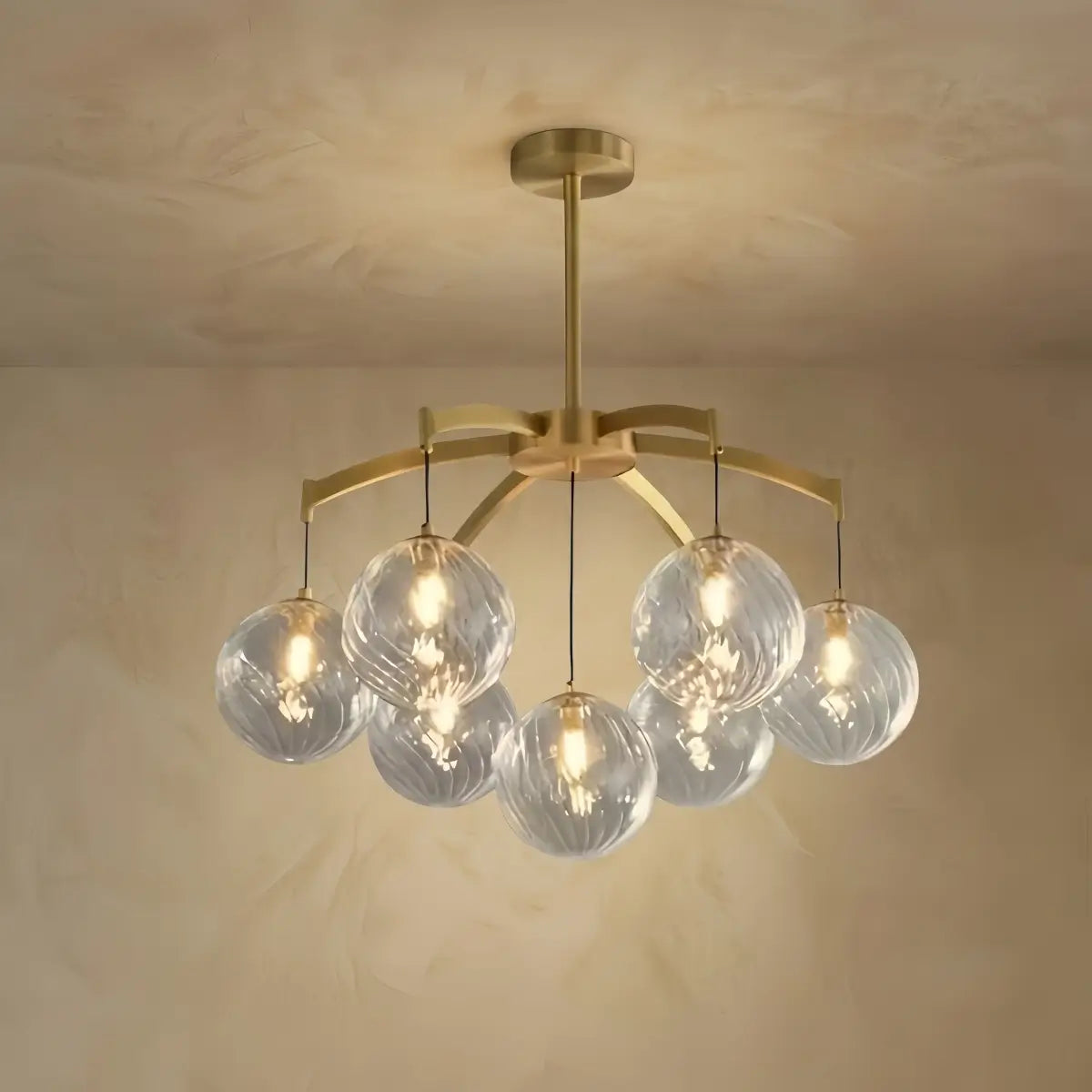 Excelis Royal Globe Chandelier – Solid Brass Brushed Gold Dimmable for Living Room