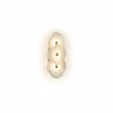 Excelis Royal Alabaster Petal Wall Sconce – Hand-Layered with Brushed Gold Brass for Living Room