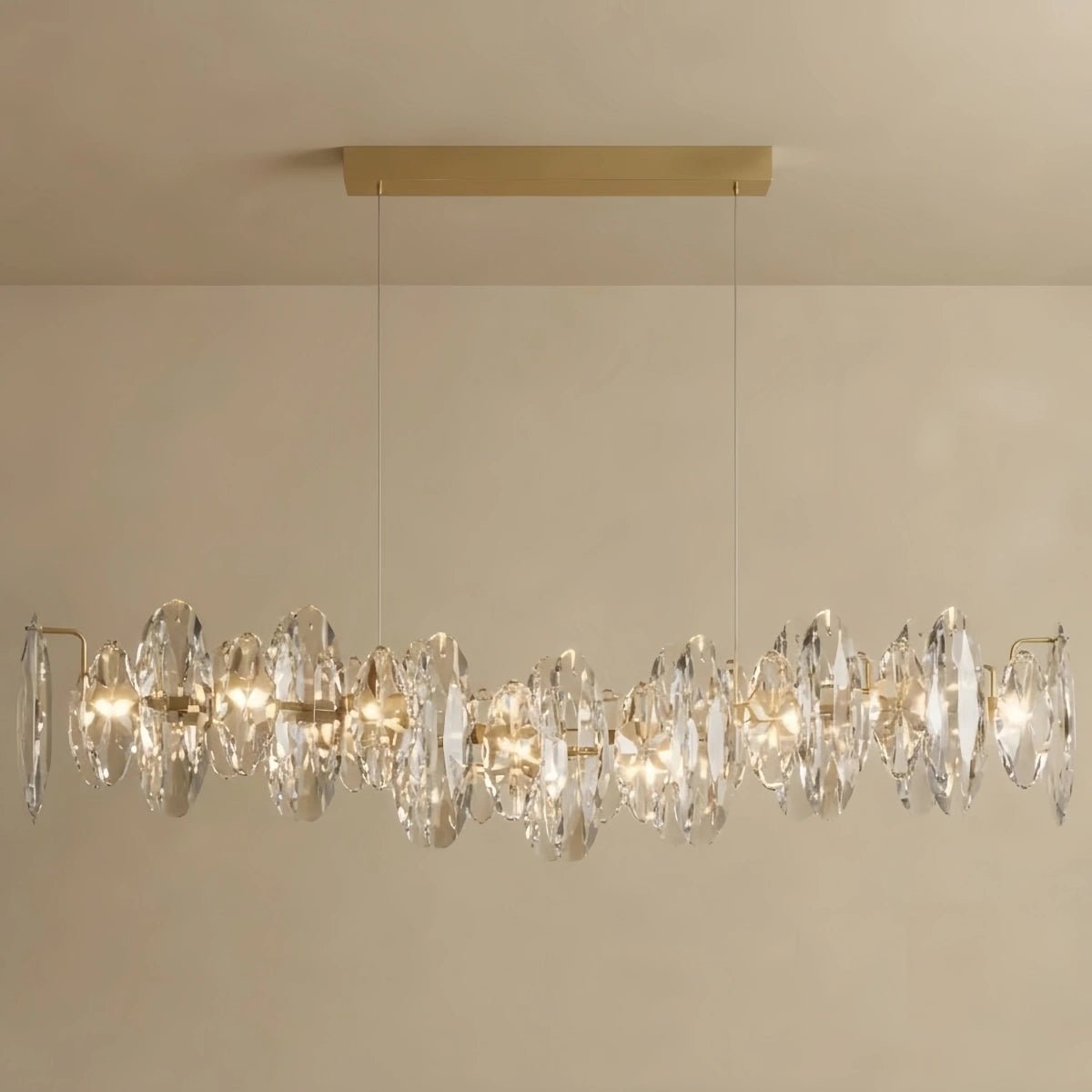 Pendant – Gold & Smoky Grey with Clear Crystals for Dining Room