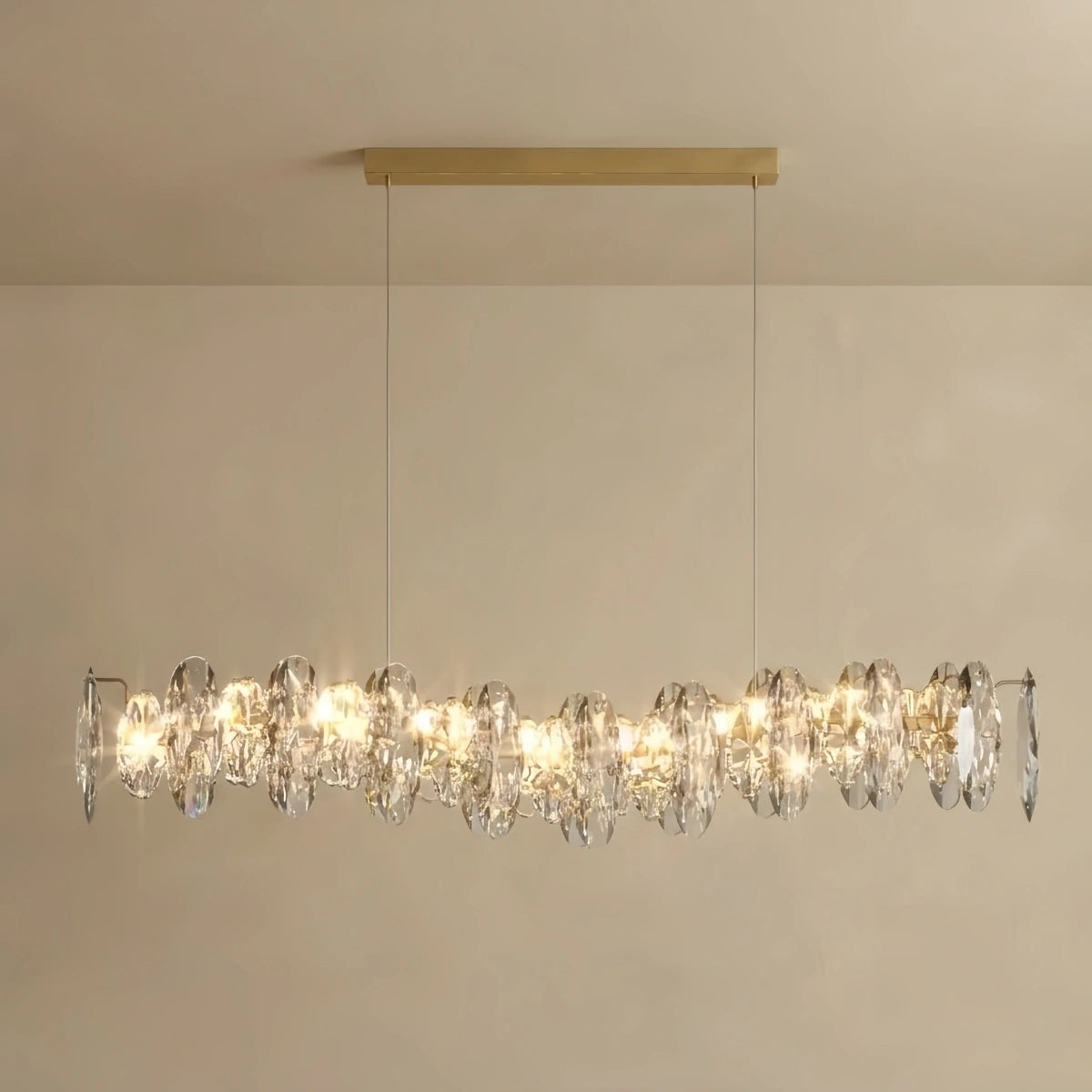 Excelis Luxury Crystal Pendant – Gold & Smoky Grey with Clear Crystals