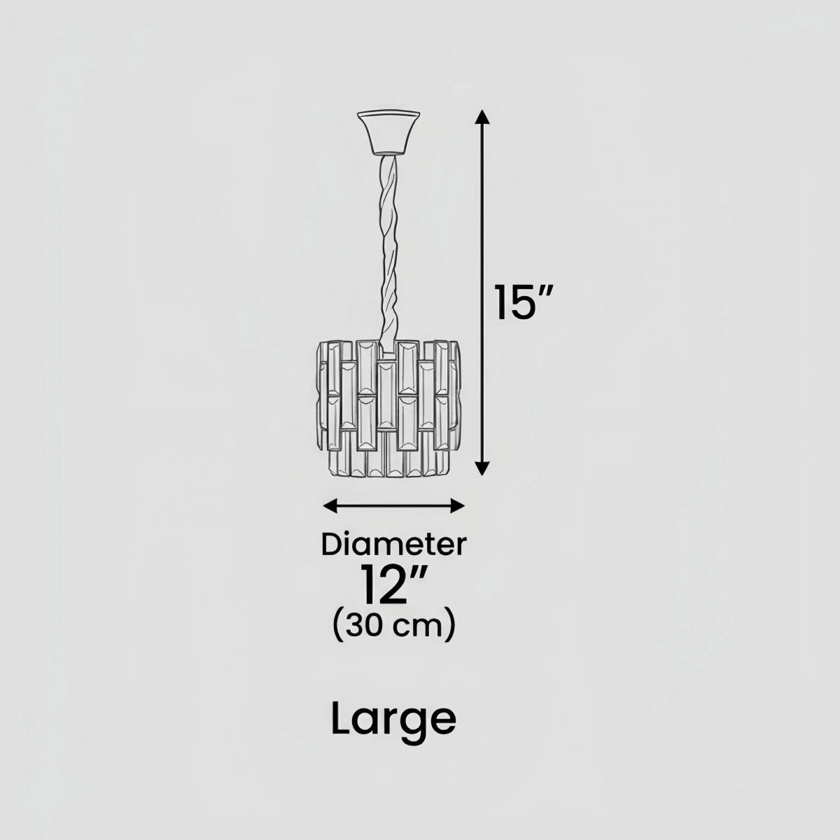 Modern Pendant Light -- Crystal & Black Metal for Dining Room