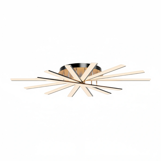 Nebula Modern Geometric Linear Ceiling Light – Black Ash/Metallic Gold for Living Room