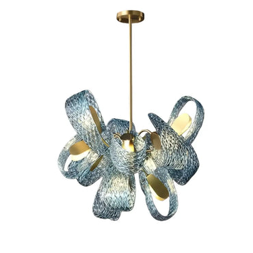 Art Deco Peacock Chandelier – Blue Feather Art Glass Contemporary for Dining Room Bedroom