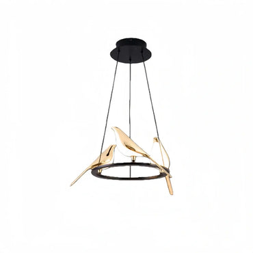 Modern Bird Chandelier – Gold Acrylic Magpie Design