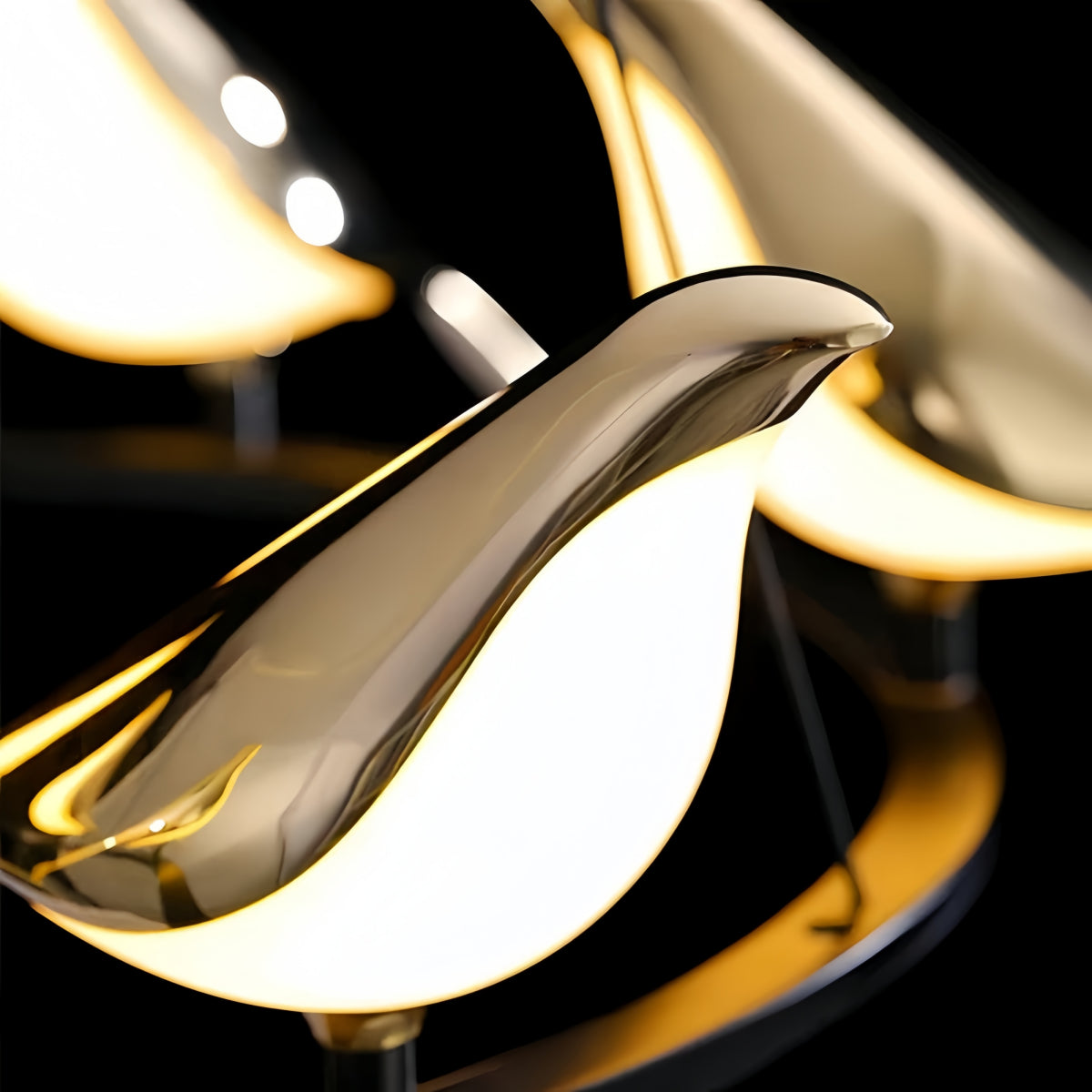 Modern Bird Chandelier – Gold Acrylic Magpie Design