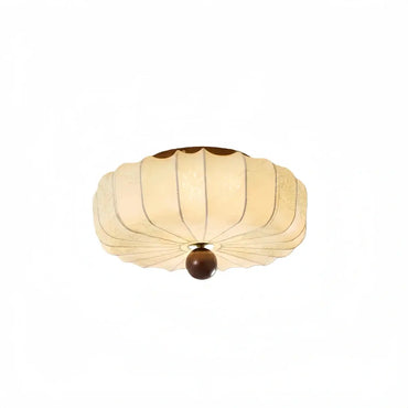 Modern Ceiling Light – Fabric Petal Floral Pattern Wood Accents