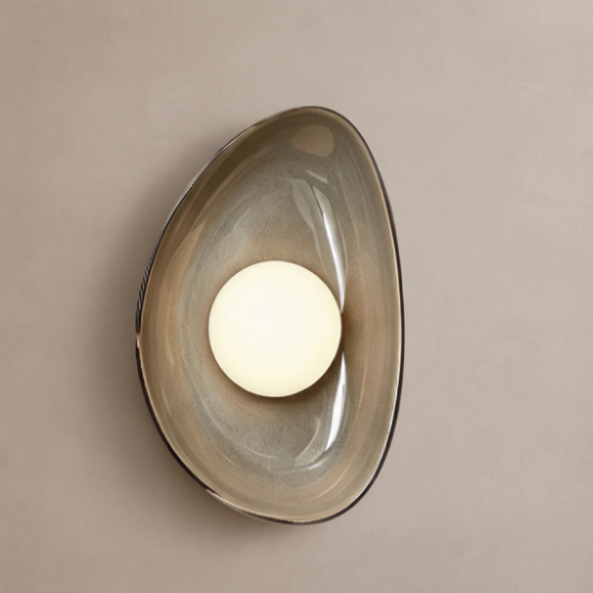 Modern Organic Wall Light — Handcrafted Ceramic & Translucent Glass for Living Room