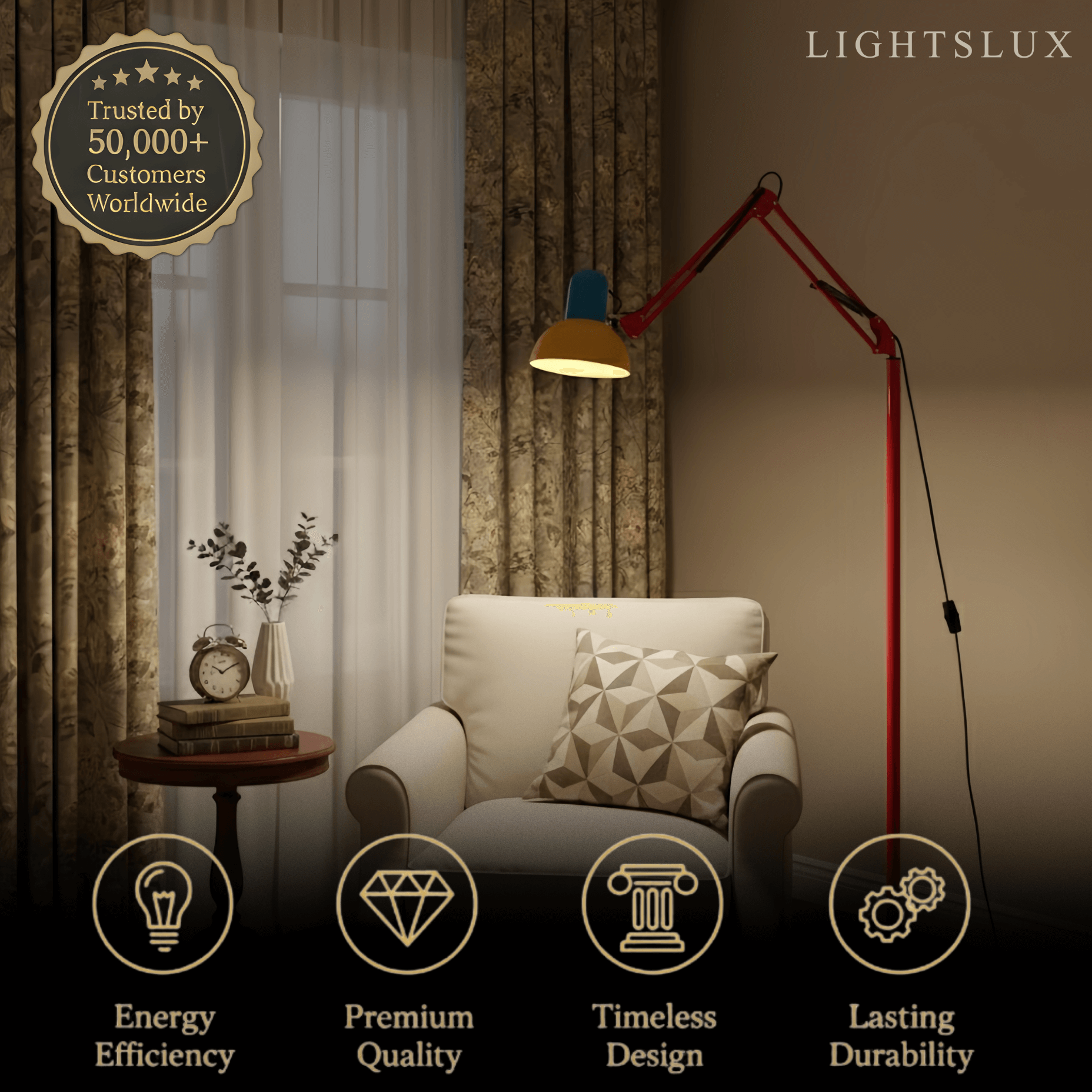 Modern Multi-Joint Floor Lamp — Adjustable Blue Red Yellow