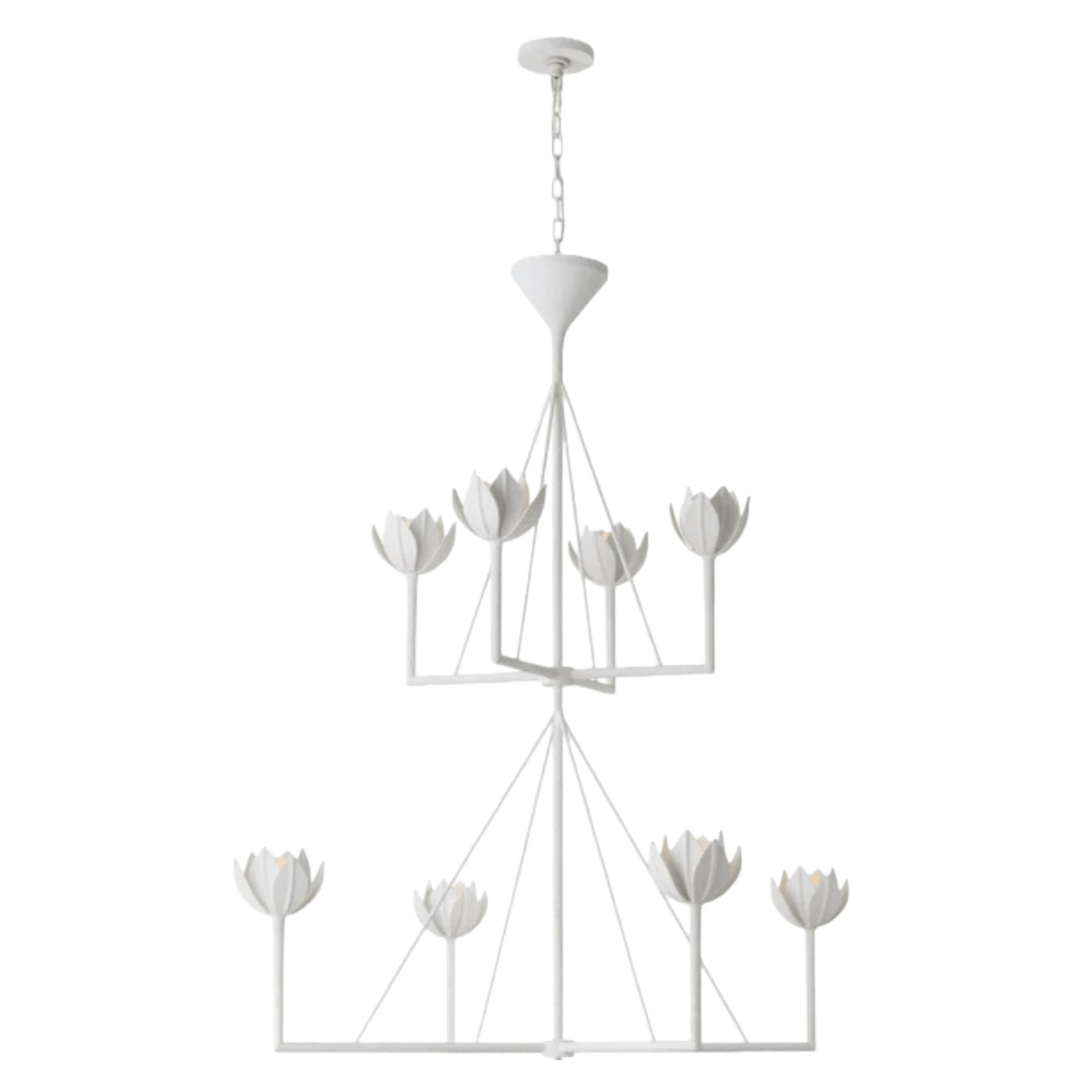 Modern Lotus Chandelier — Curved Petal Shades & Brass Frame