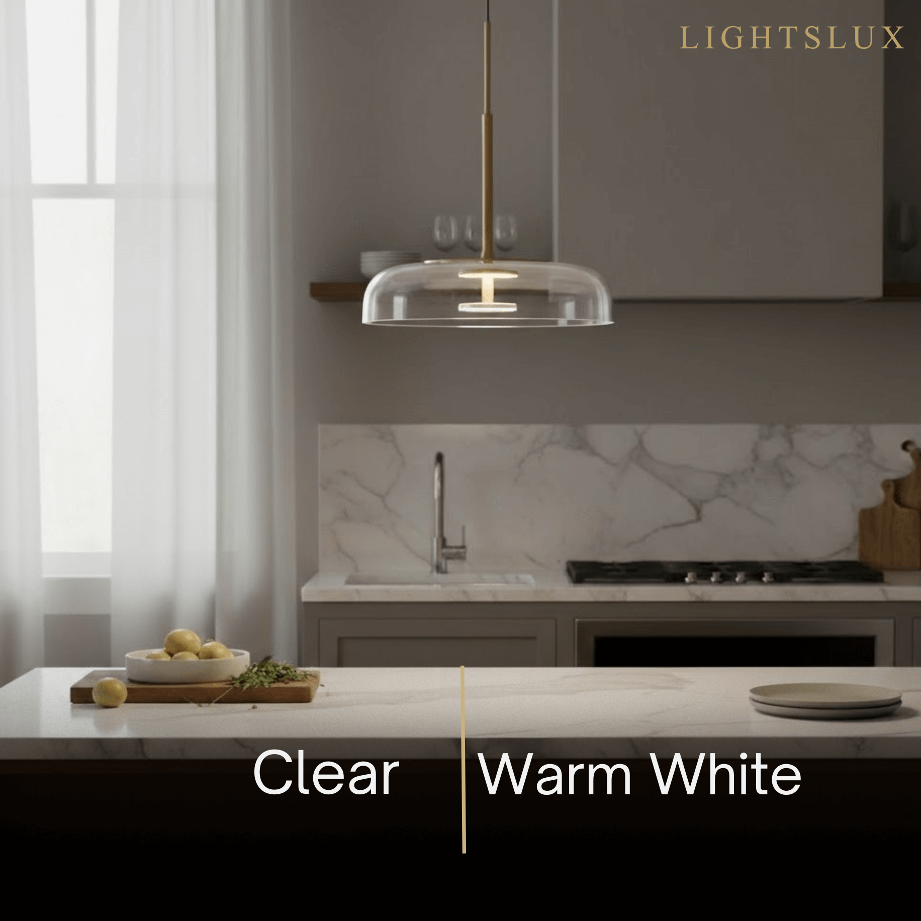 Pendant Lamp — Clear Glass Sphere & Brass Accent for Kitchen Island