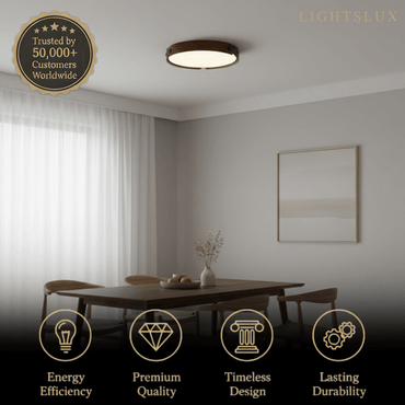 Wabi-Sabi Wood Ceiling Light – Modern LED Flush Mount Lamp in Walnut for Bedroom