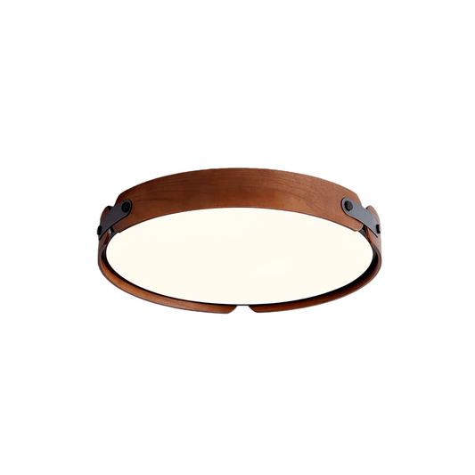 Wabi-Sabi Wood Ceiling Light – Modern LED Flush Mount Lamp in Walnut for Bedroom