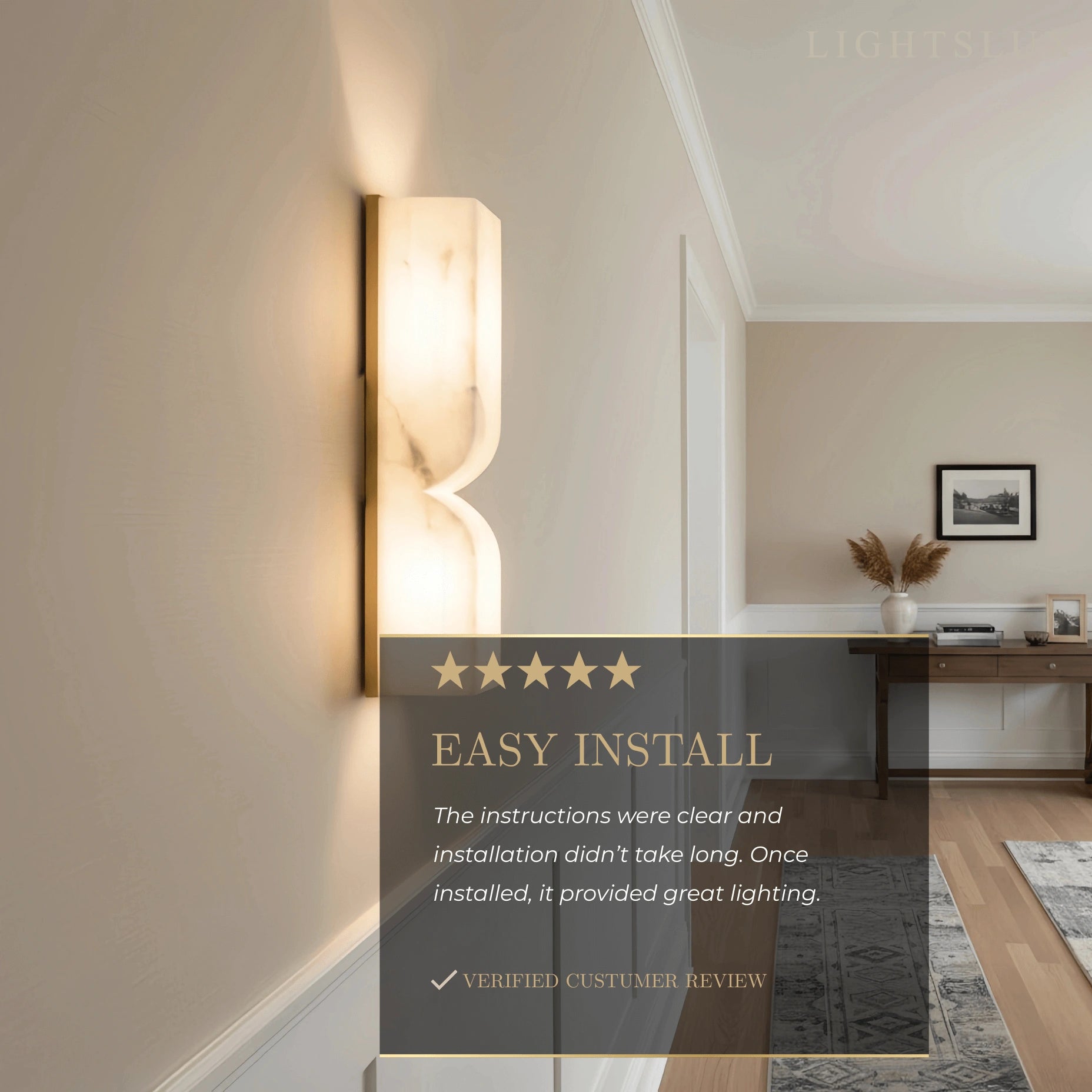 Aplique de pared de alabastro moderno – Lámpara de pared LED de piedra en dorado o negro para sala de estar