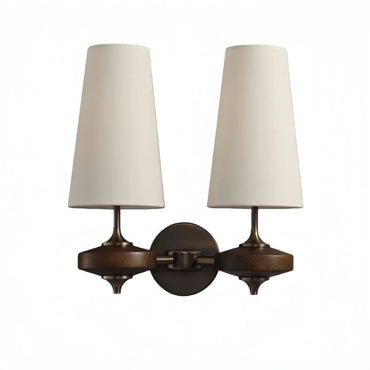 Mid-Century Wall Sconce – Fabric Shade and Wood Wall Light