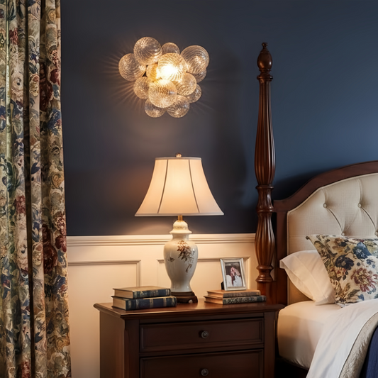 Modern Glass Globe Wall Light – Gold Metal Sconce with Clear Glass for Living Room