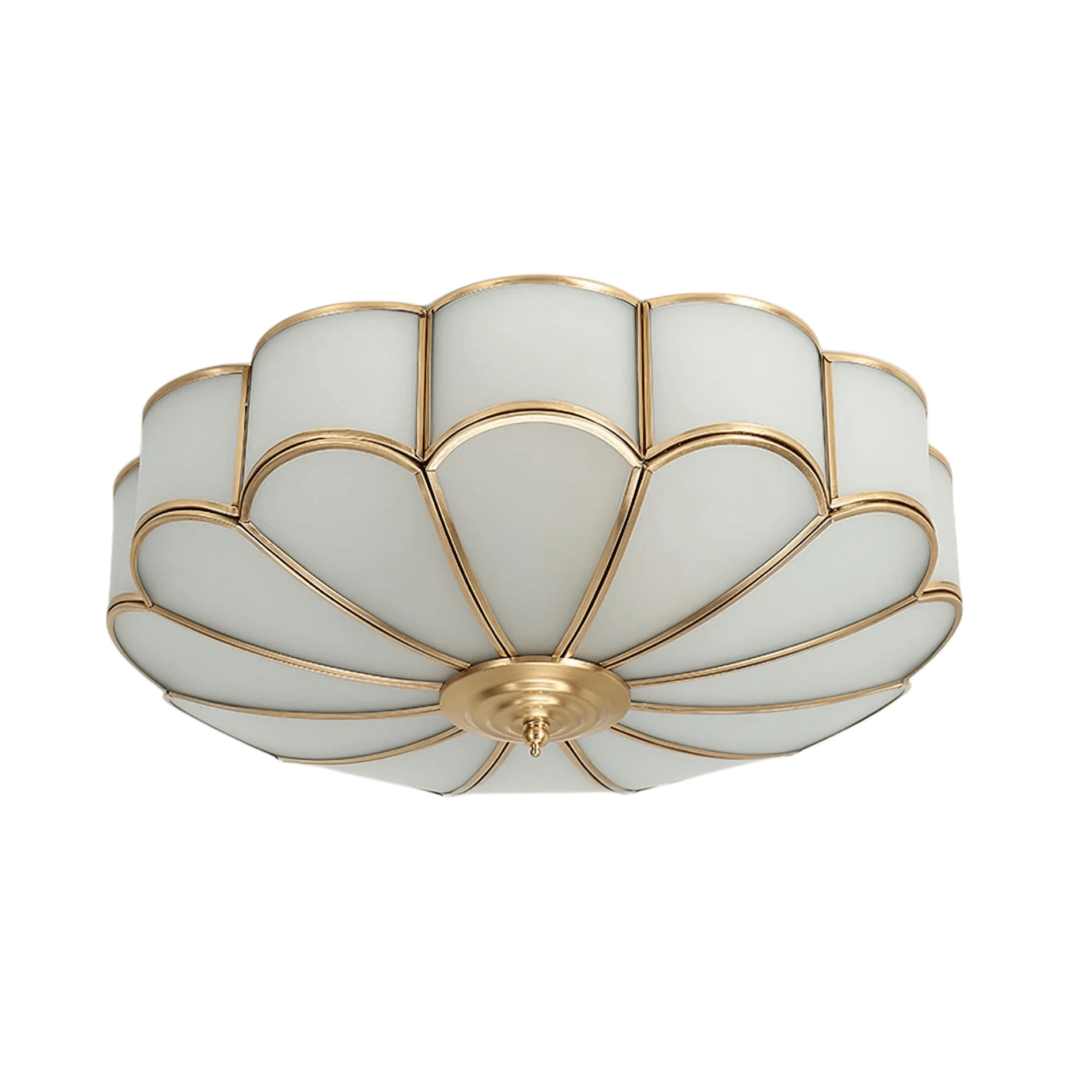 Modern Flower Glass Ceiling Light – Brass Flush Mount Lamp for Bedroom