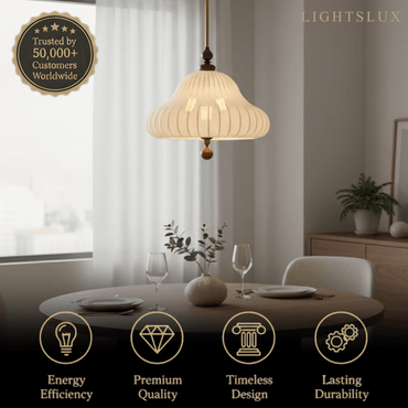Modern Fabric Pendant Light – Sculptural Flower Ceiling Lamp for Dining Room