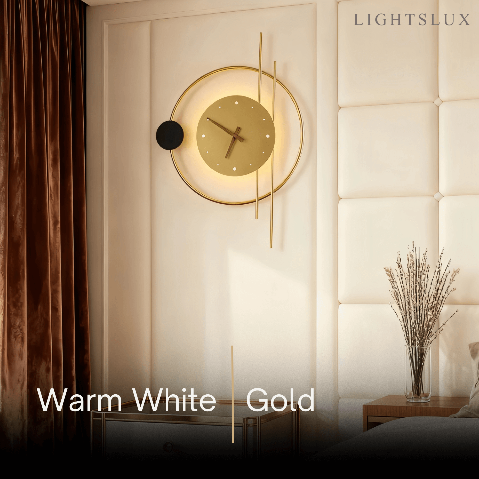 Irondale Art Deco Wall Lamp – Black/Gold Clock-Inspired Design for Living Room