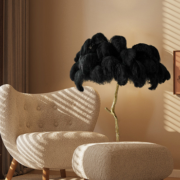 Art Deco Black Feather Floor Lamp Living Room