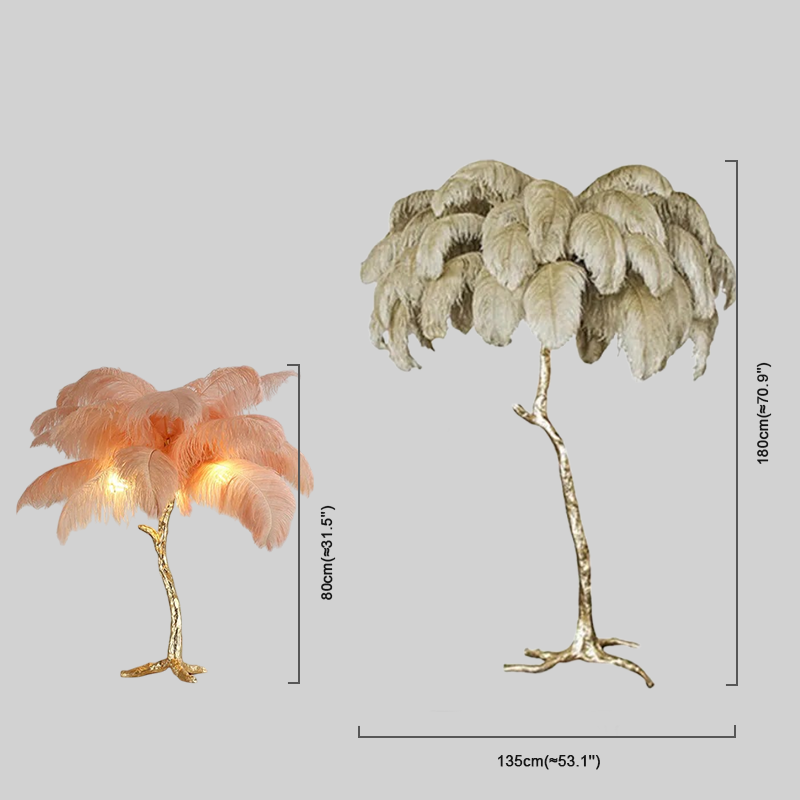 Art Deco Feather Floor Lamp with two Dimension