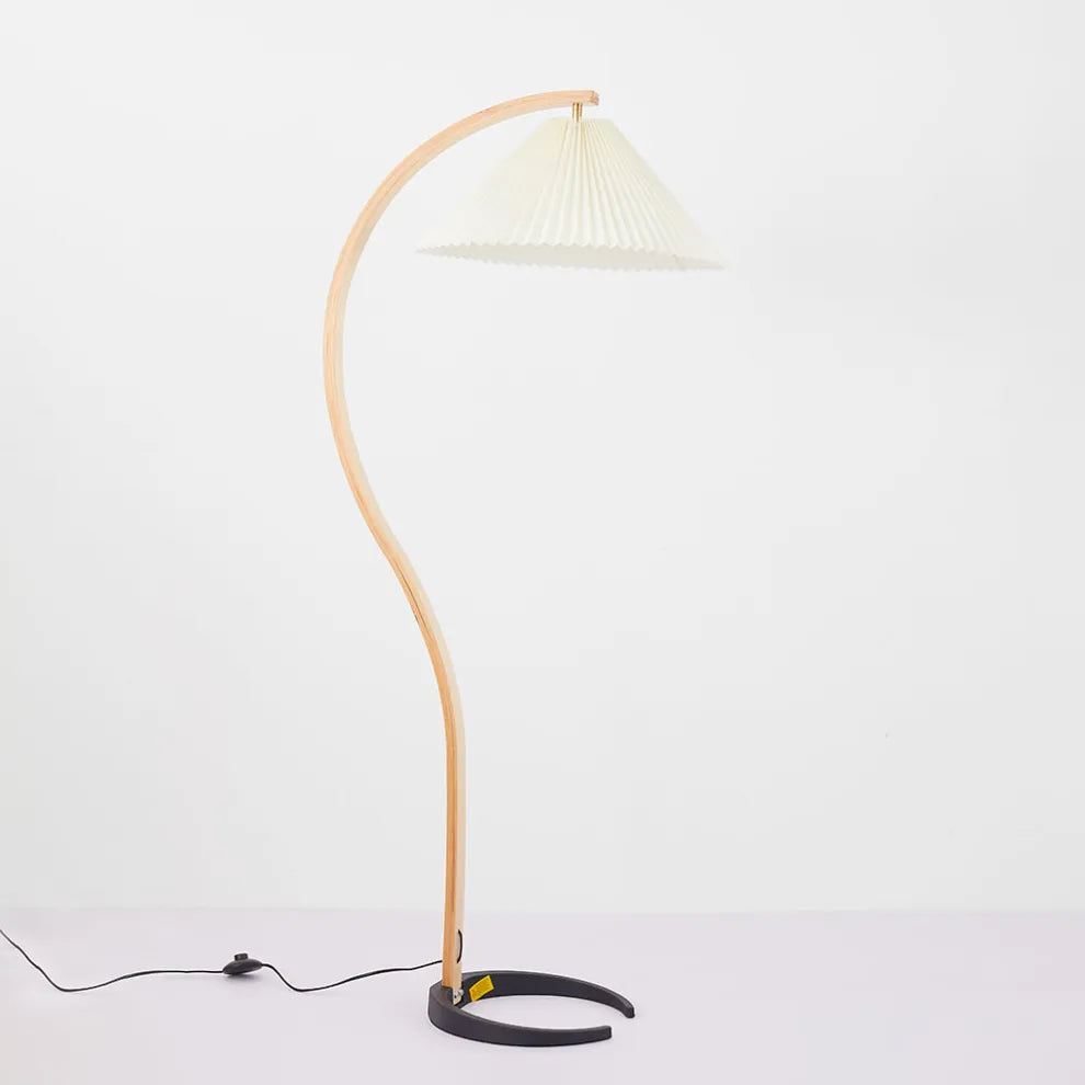 Modern Floor Lamp Wood Fabric