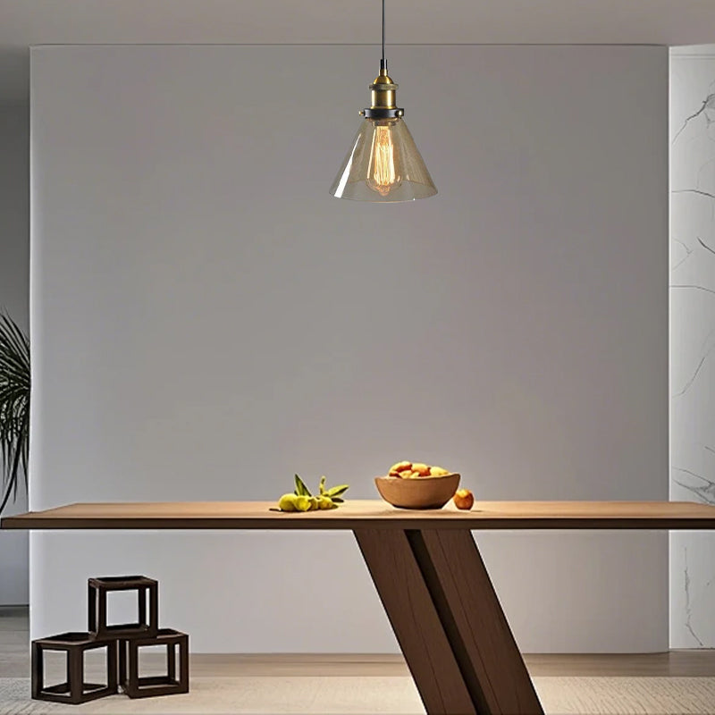 Industrial Amber Pendant Light Geometric for Dining Room B