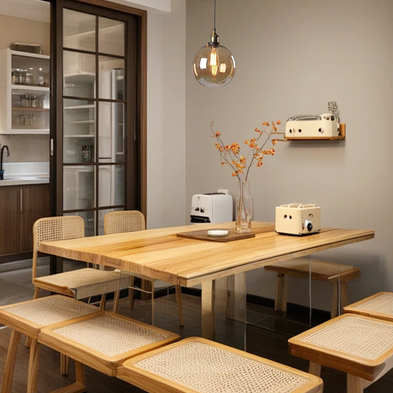 Industrial Amber Pendant Light Geometric Dining Room C