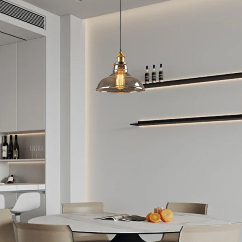 Industrial Amber Pendant Light Geometric Dining Room D