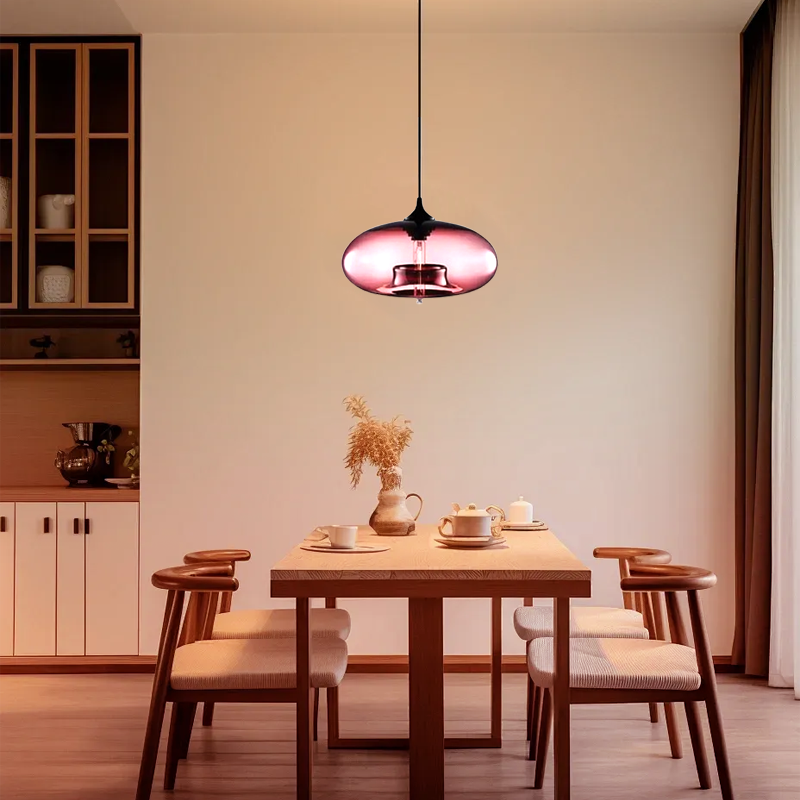 Modern Glass Pink Pendant Light for Dining Room