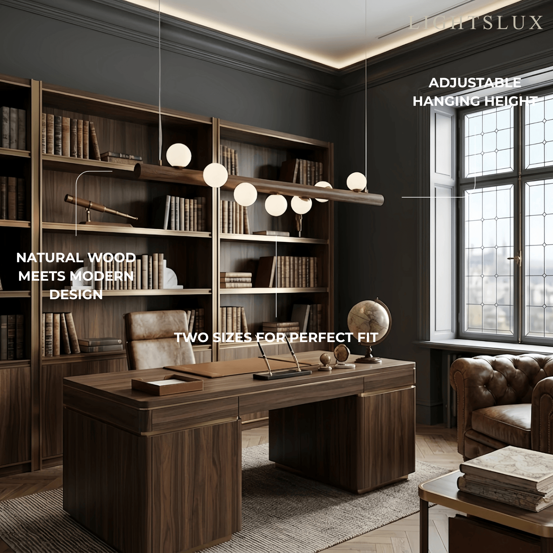 Nebula Modern Linear Pendant Light - Walnut