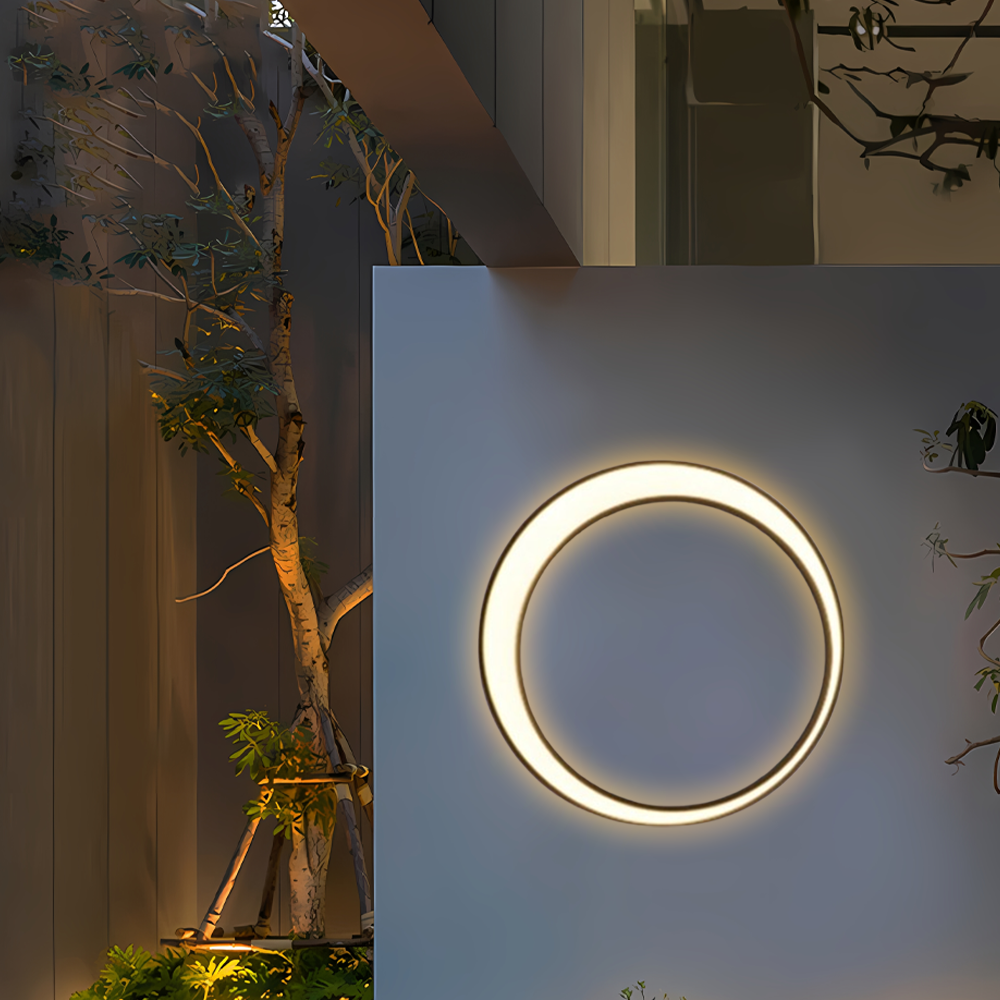 Art Deco Small Outdoor Wall Lamp Round for Courtyard