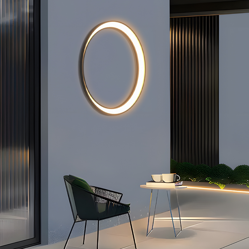 Art Deco Outdoor Wall Lamp Round for Courtyard