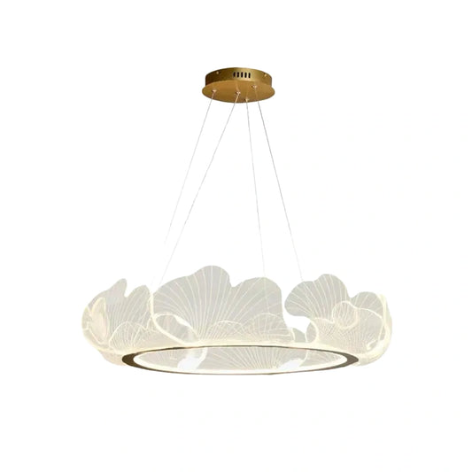 Excelis Modern Metal/Acrylic Pendant Light - Petal Shaped Gold for Living Room