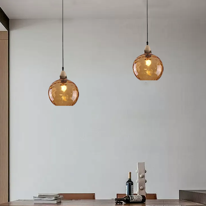 Modern Bubble Glass Pendant Light Amber