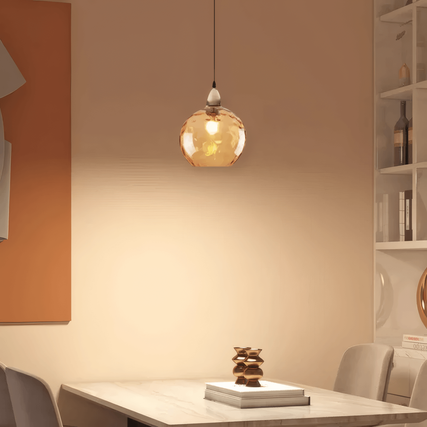 Modern Bubble Glass Pendant Light Orange