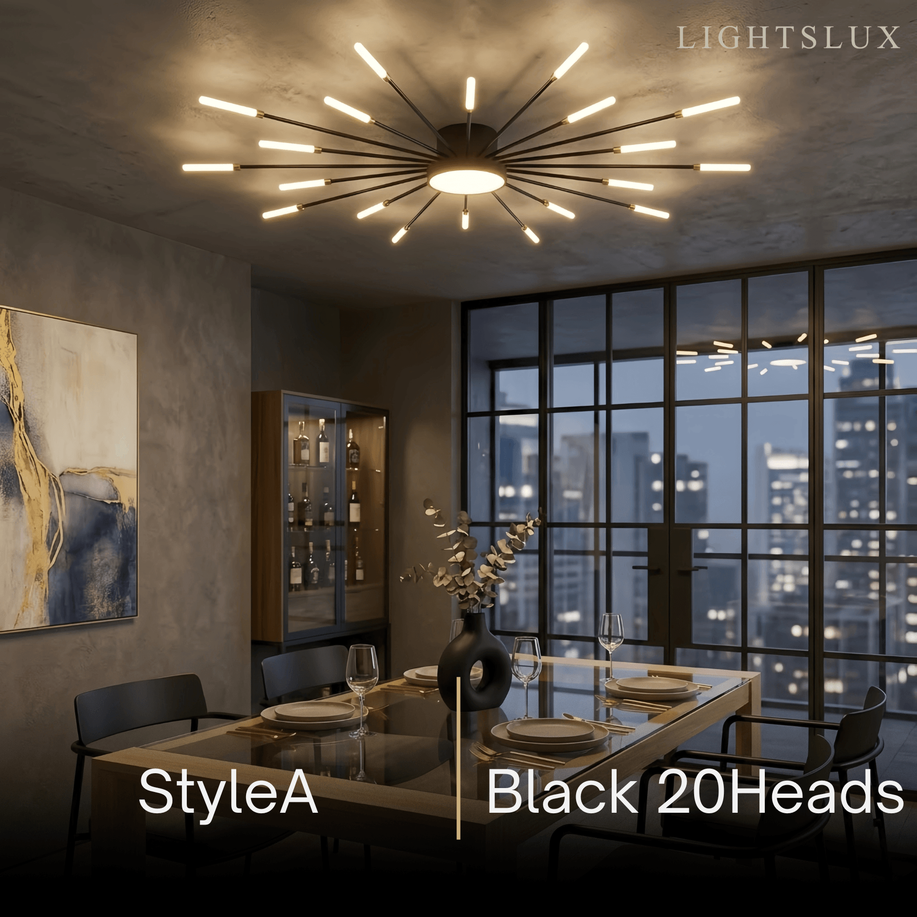 Nebula Modern Firework Ceiling Light – Gold/Black for Bedroom Dining Room Living Room