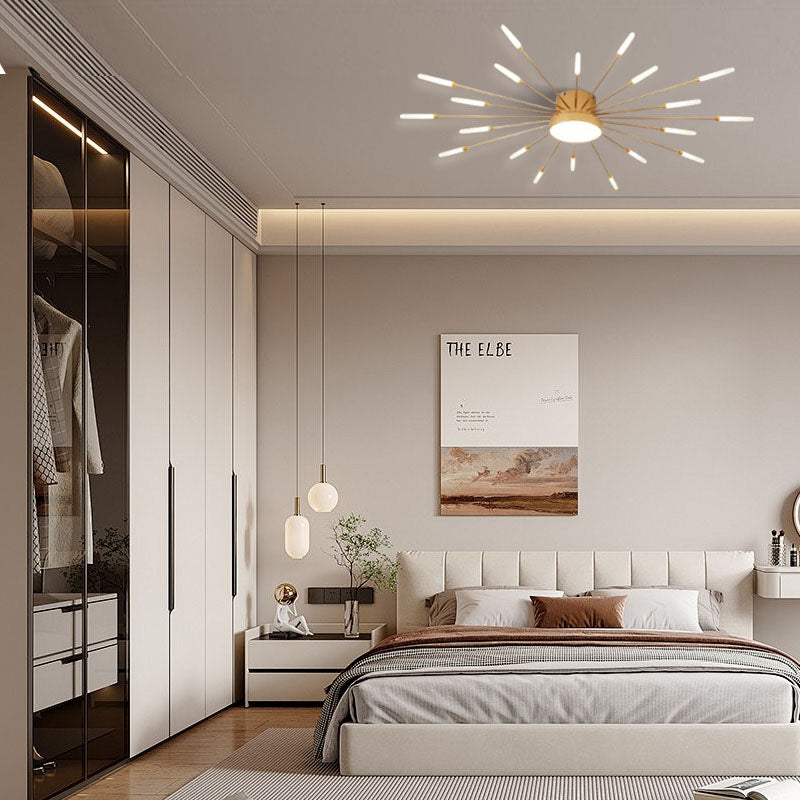 Minimalist Gold Ceiling Light Fireworks for Bedroom