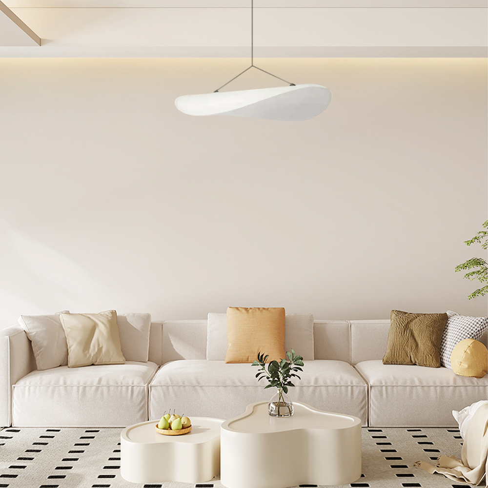 Art Deco White Pendant Light Curved for Living Room